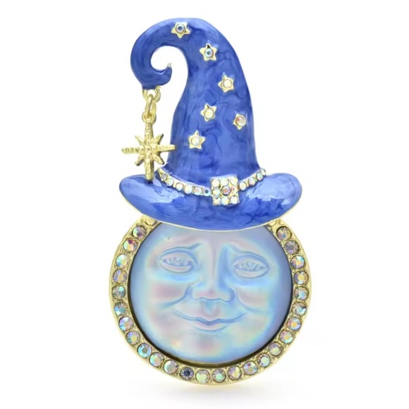 Betsey Johnson Blue Moon Wizard Brooch - Picture 2 of 11